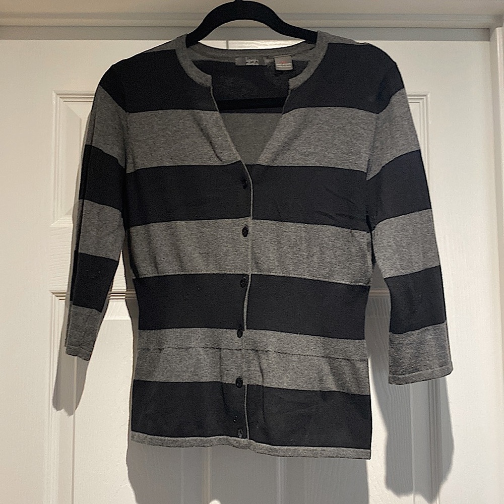 Black and grey striped cardigan